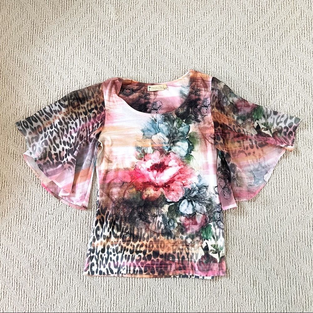 Impulse California Women’s Bell Sleeve Blouse Top Size Small EUC